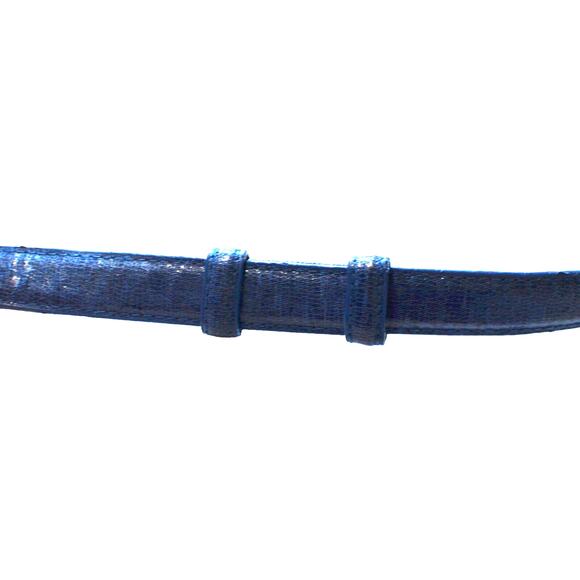 Ladies Royal Blue Skinny Belt, Adjustable Back Loops w/ Silver Hardware, Size SM - Picture 2 of 3